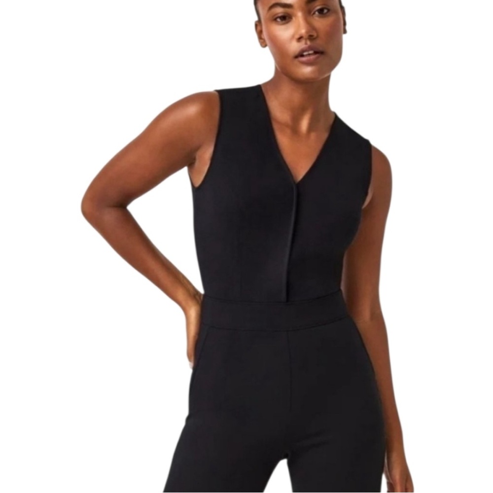 SPANX The Perfect Jumpsuit Sleeveless Back Zip Bootcut Classic Black  L NWT - Picture 7 of 16